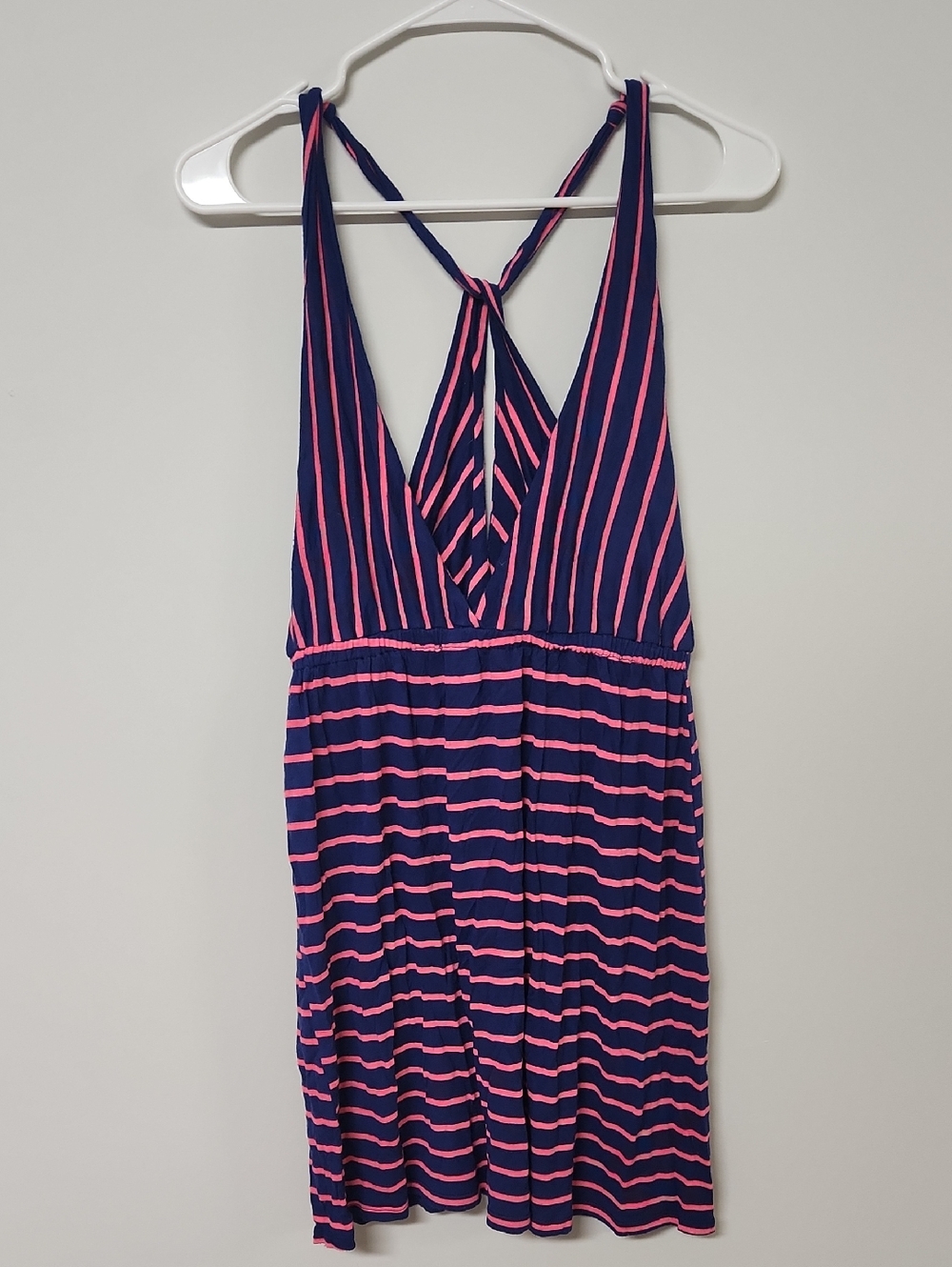 Rosebud Navy and Pink Striped Sundress